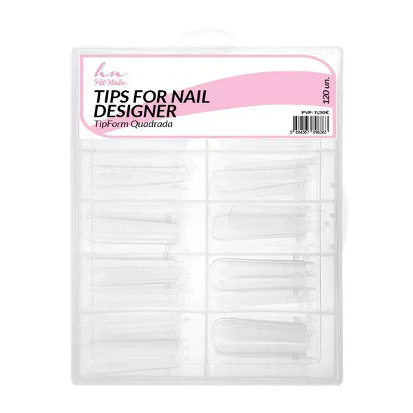 Forma Dual (F1) - Tips for Nail Designer - Forma Cuadrada Transparente 120un.