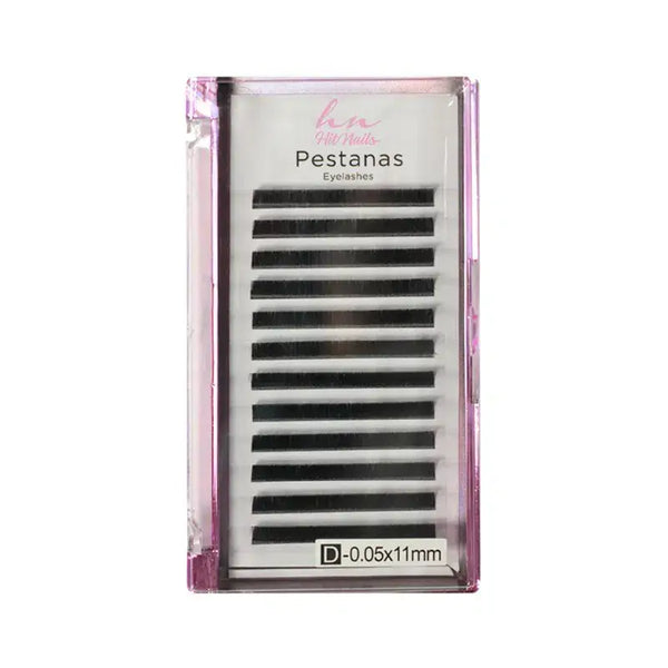 Pestañas 3D/rusas D 0,05 mm x 11 mm en caja 12 filas