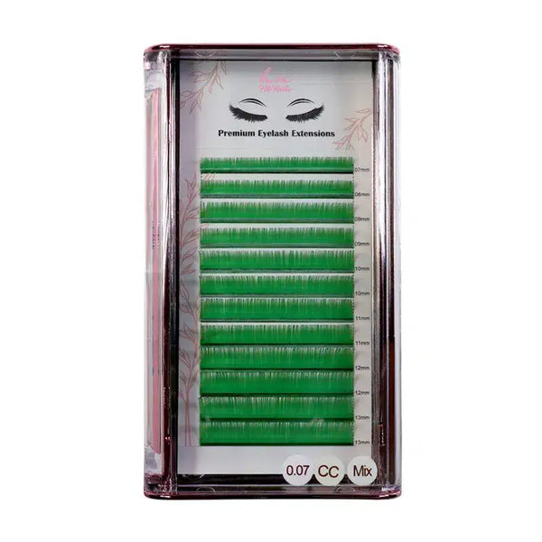 Pestañas 3D/Russian Green CC 0,07 mm Mezcla en caja 12 filas