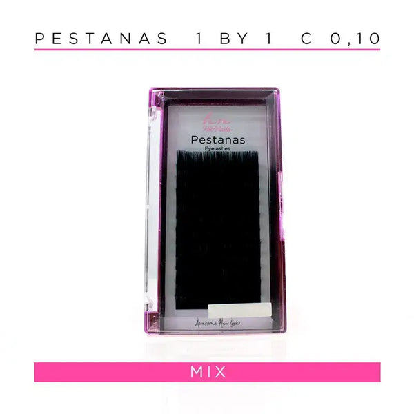 Pestanas One by One C 0,10 em caixa mix 12 filas