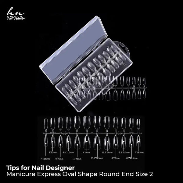 Tips for Nail Designer - Manicura Express Forma Ovalada Punta Redonda Tamaño 2 240 un.