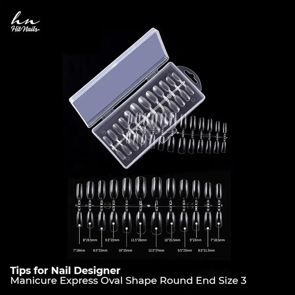 Tips for Nail Designer - Manicura Express Forma Ovalada Punta Redonda Tamaño 3 240 un.